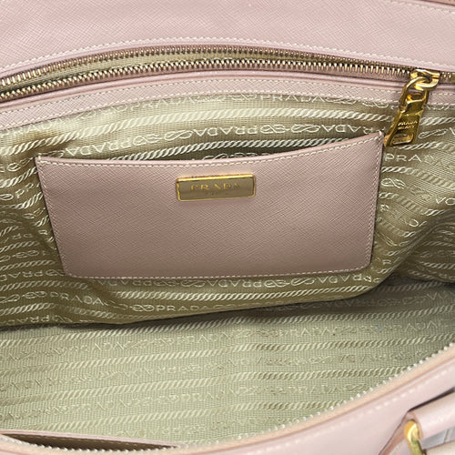 Galleria Large Pink Top Handle Bag in Saffiano Leather, Gold hardware