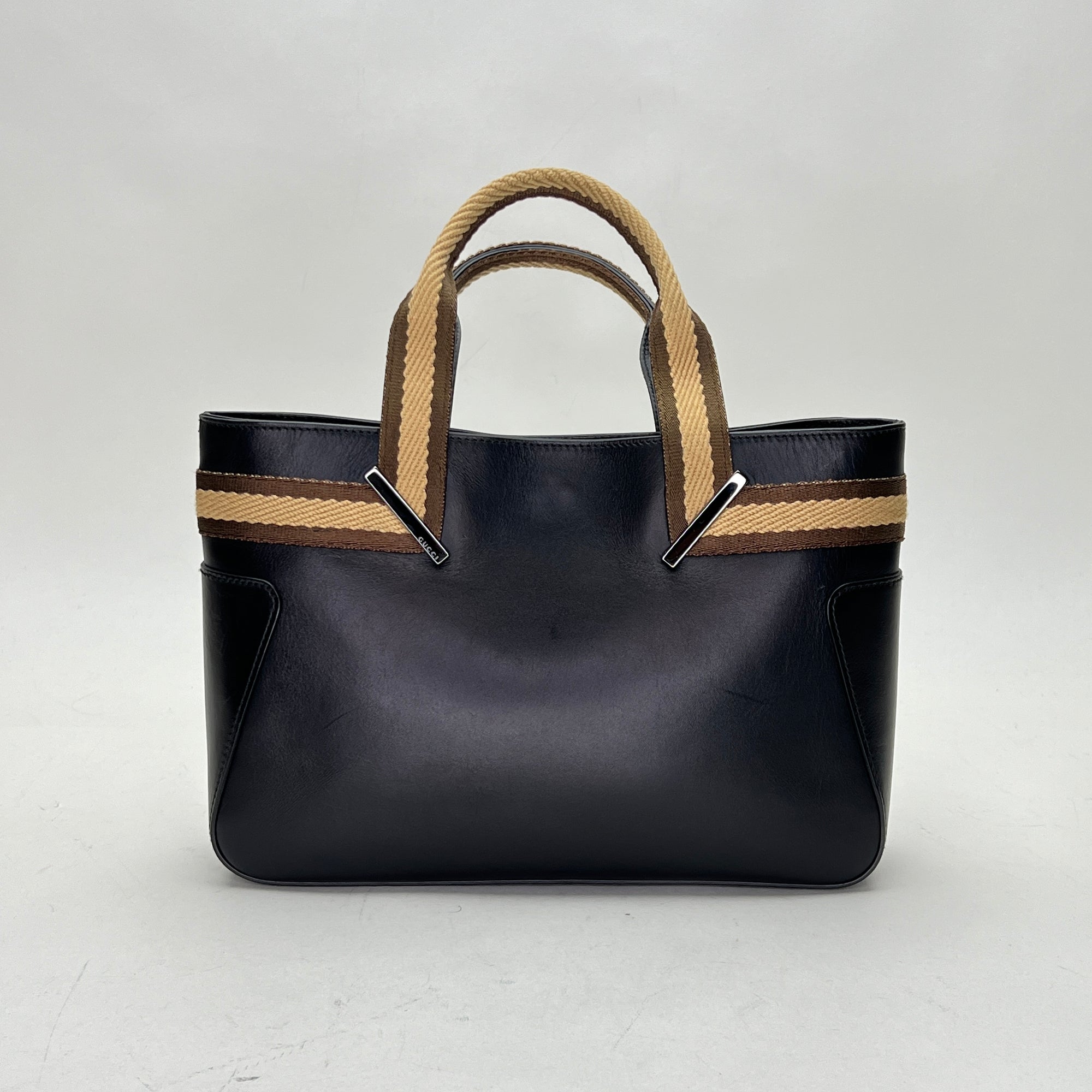 Sherry Black Tote Bag in Calfskin, Silver hardware