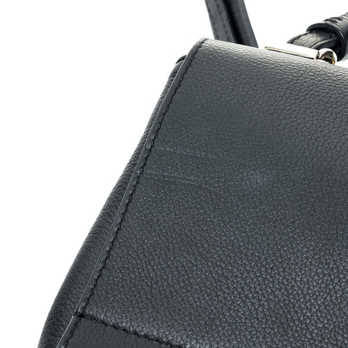 Lockme II Black Crossbody Bag in Calfskin, Silver hardware