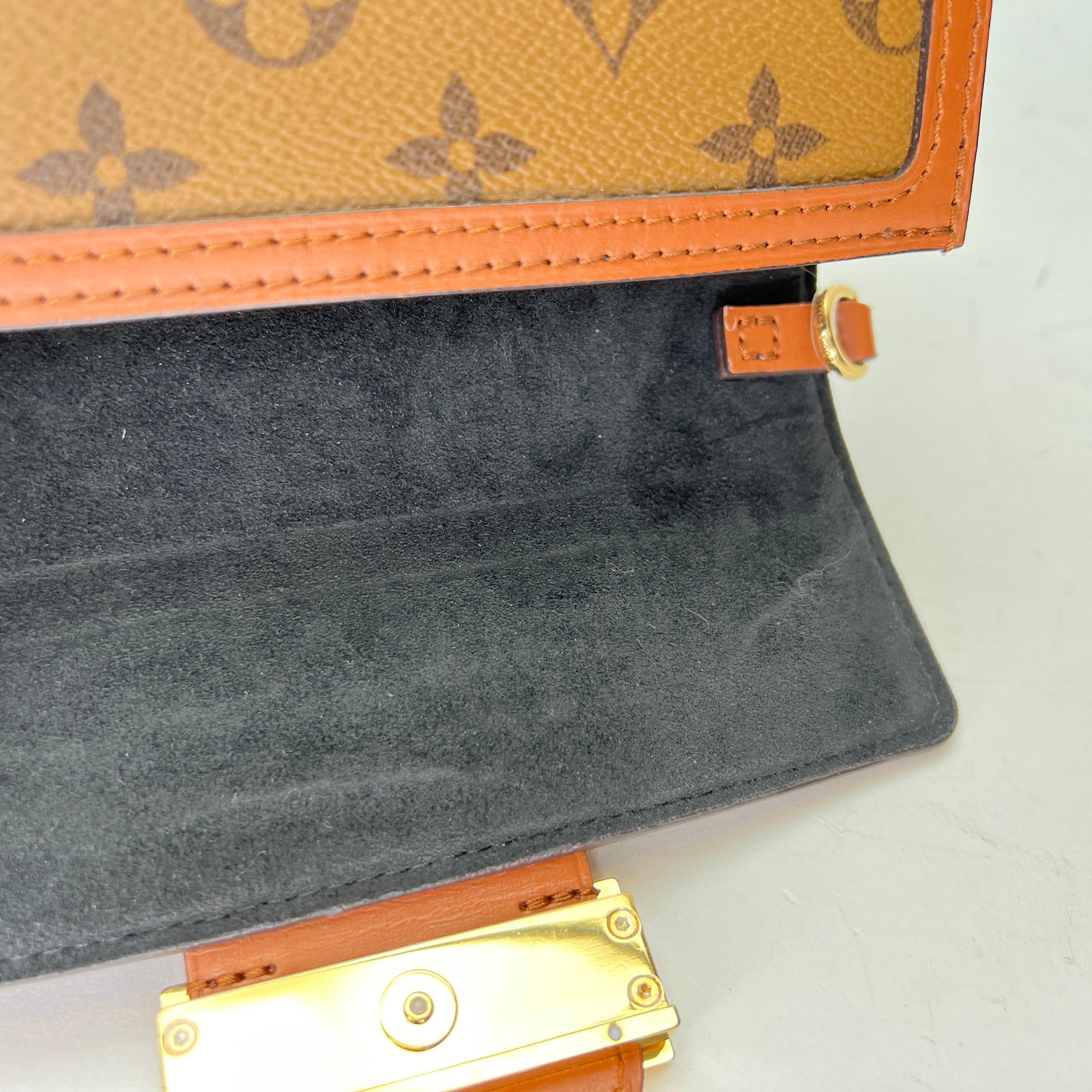 Dauphine Brown Wallet on Chain in Monogram Coated Canvas, Gold hardware