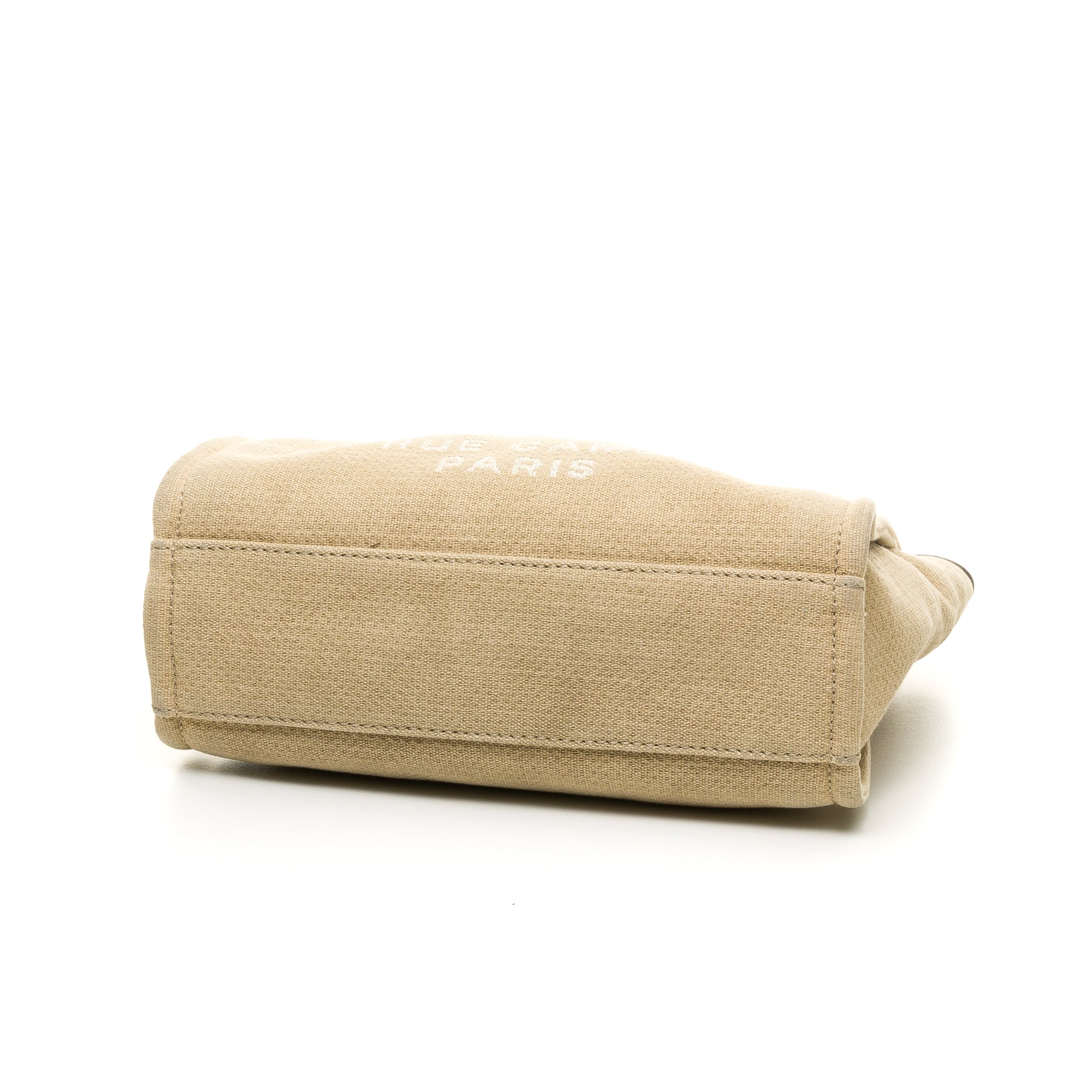 Deauville Small Beige Shoulder Bag in Jacquard, Silver hardware