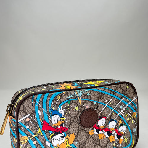 Disney Donald Duck Brown Belt Bag in Coated Canvas, Brushed Gold hardware