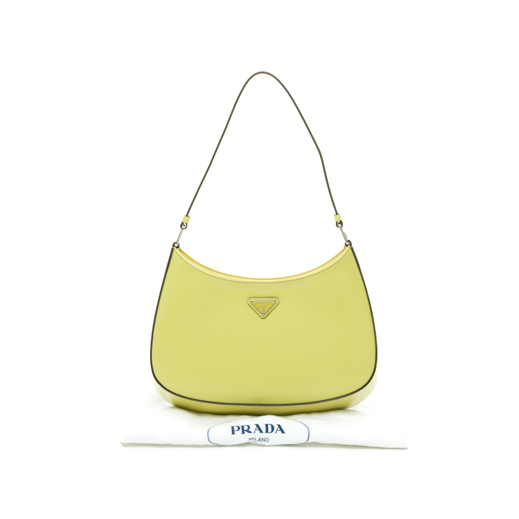 Cleo Classic Yellow Shoulder Bag in Calfskin, Silver hardware