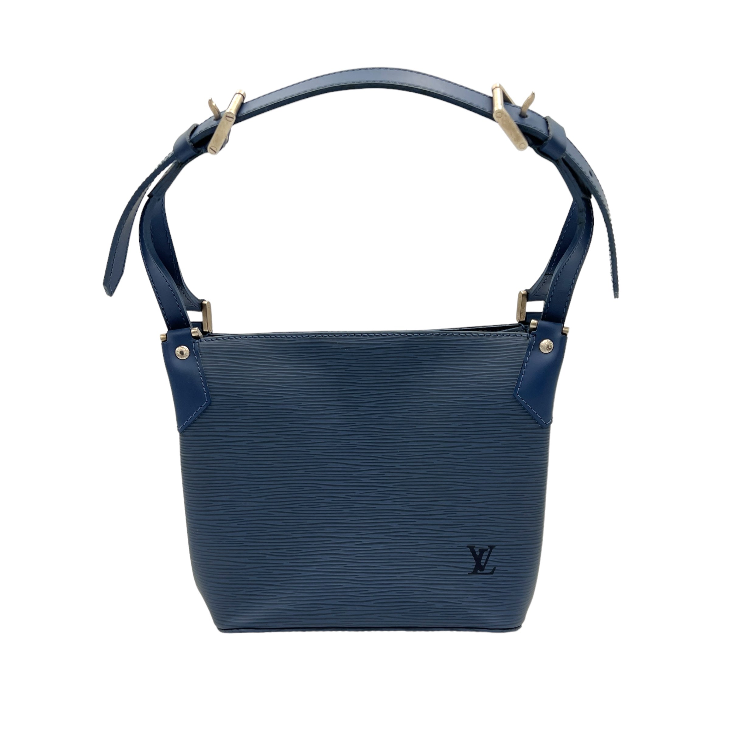 Mandara Blue Top Handle Bag in Epi Leather Brushed Silver hardware