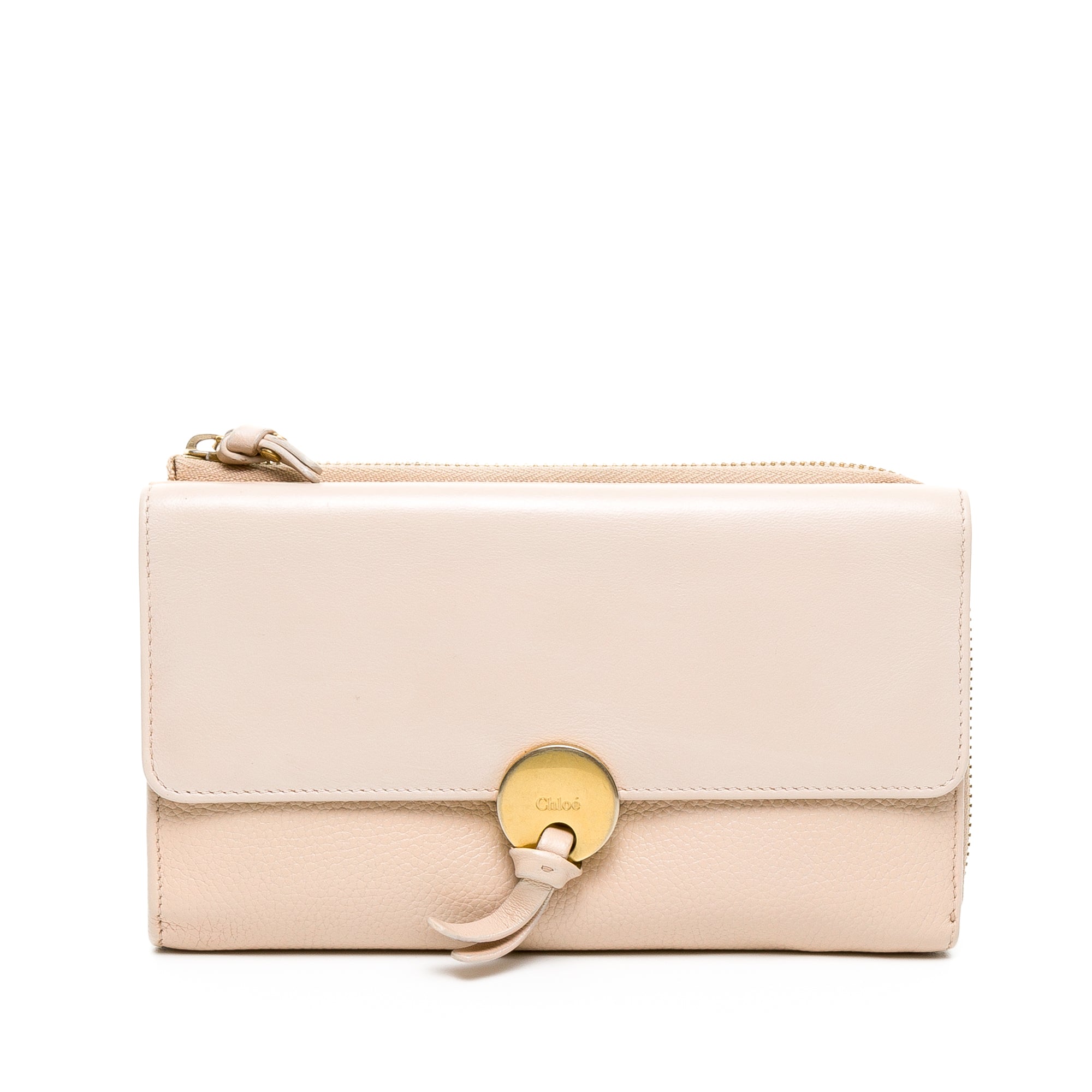 Indy Long Pink Wallet in Calfskin, Gold hardware