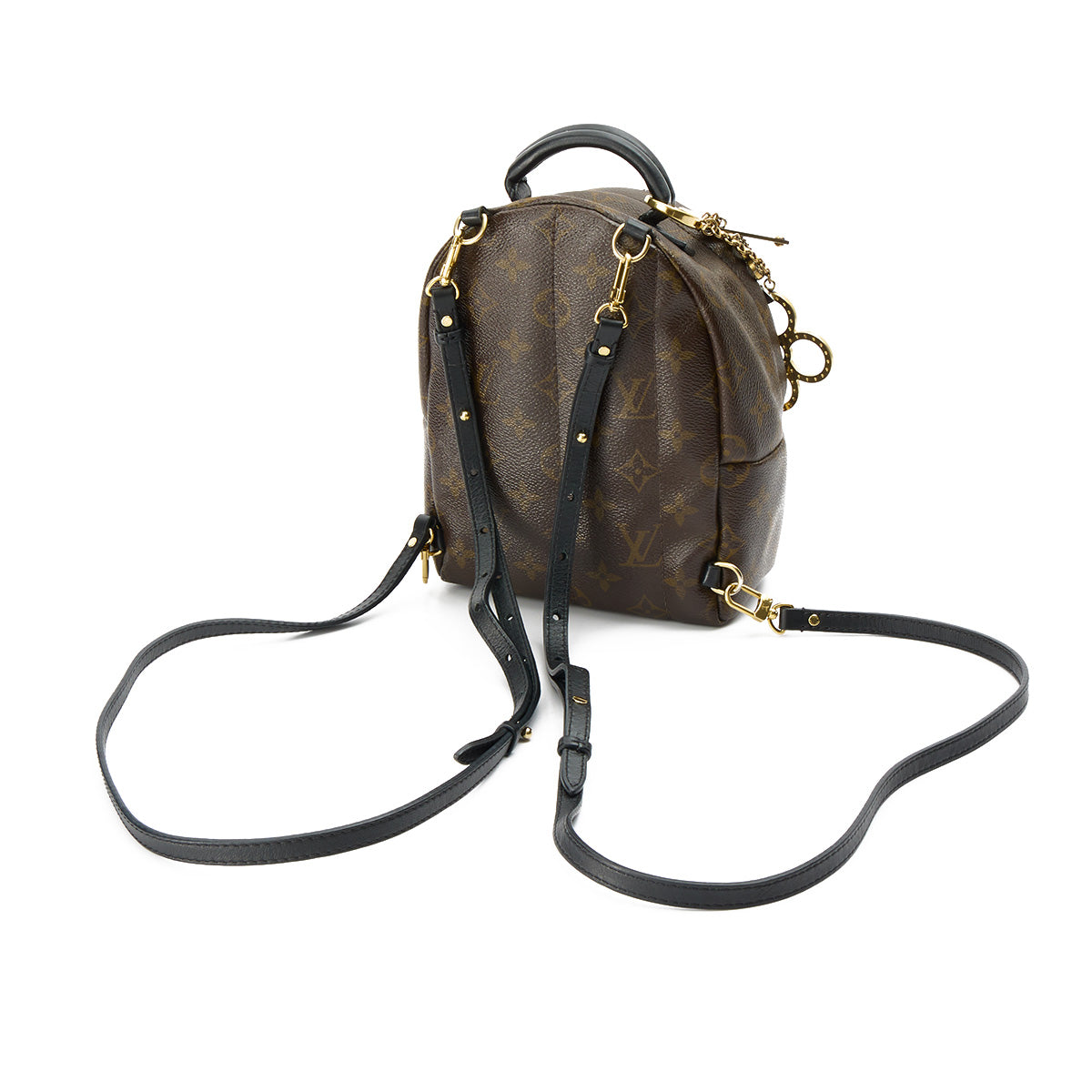 Palm Springs Mini Brown Backpack in Monogram Coated Canvas, Gold hardware