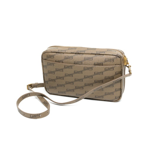 BB Signature Monogram Camera Bag Brown in Coated Canvas, Gold hardware