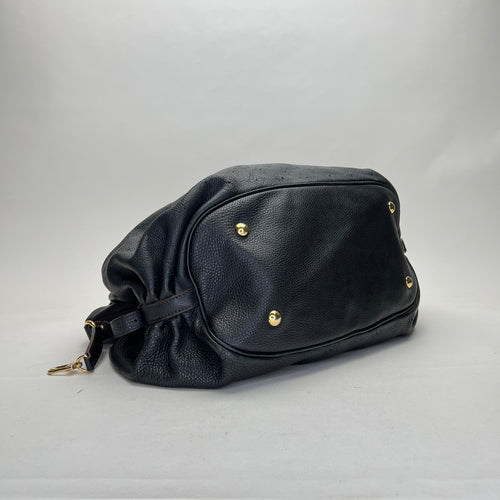 Mahina Hobo XL Black Shoulder Bag in Calfskin, Gold hardware