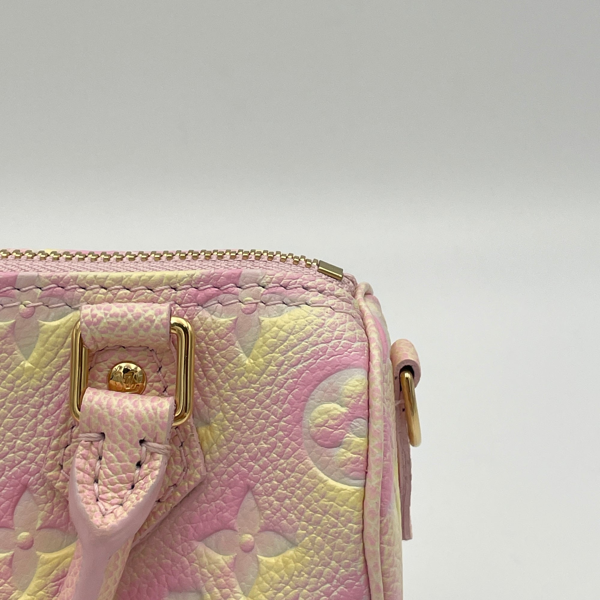 Speedy Nano Pink Top Handle Bag in Monogram Empreinte Leather, Gold hardware