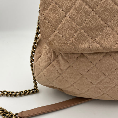 Flap Bag Beige Shoulder Bag in Lambskin, Gold hardware