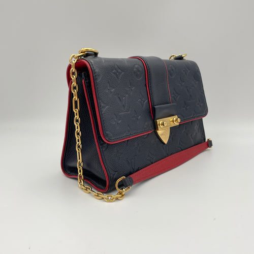 Sulpice One Size Navy Shoulder Bag in Monogram Empreinte Leather, Gold hardware