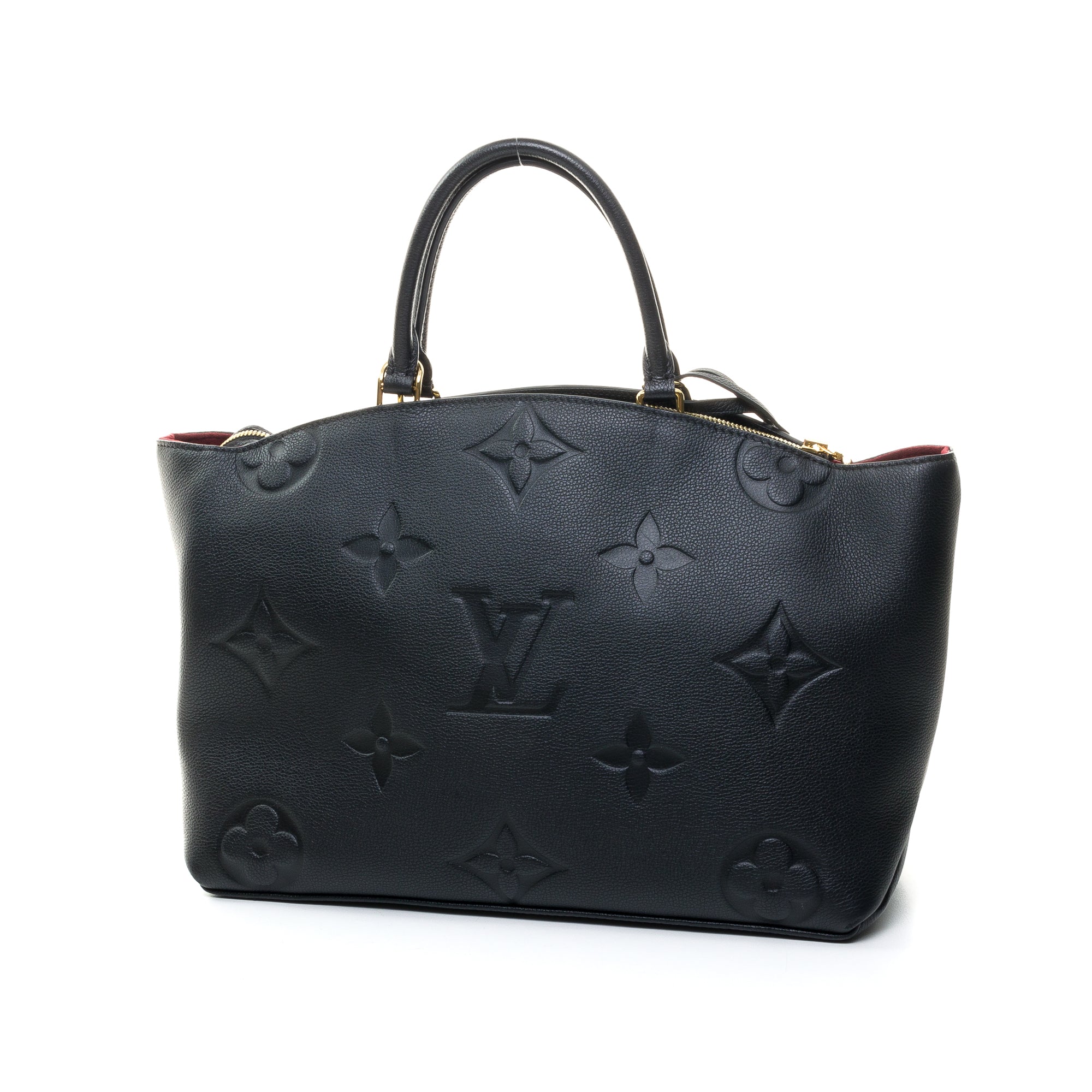 Grand Palais MM Black Top Handle Bag in Monogram Empreinte Leather, Gold hardware