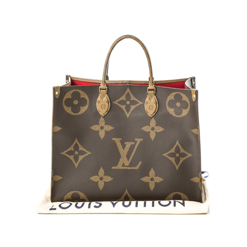 OnTheGo GM Brown Tote Bag in Monogram Coated Canvas, Gold hardware