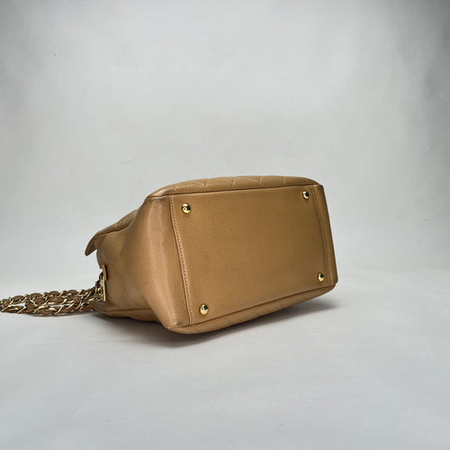 Timeless Petite Yellow Shoulder Bag in Caviar Leather, Gold hardware