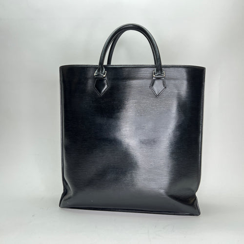 Sac Plat Black Tote Bag in Epi Leather, Silver hardware