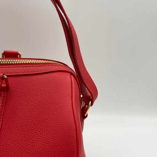 Sofia Copola Boston Red Duffle Bag in Calfskin, Gold hardware