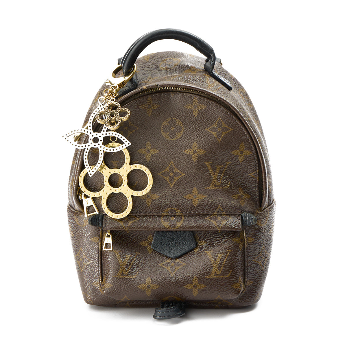 Palm Springs Mini Brown Backpack in Monogram Coated Canvas, Gold hardware