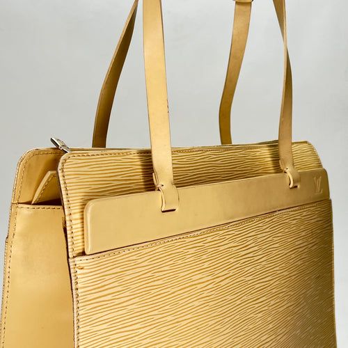 Croisette PM Yellow Top Handle Bag in Epi Leather, Gold hardware