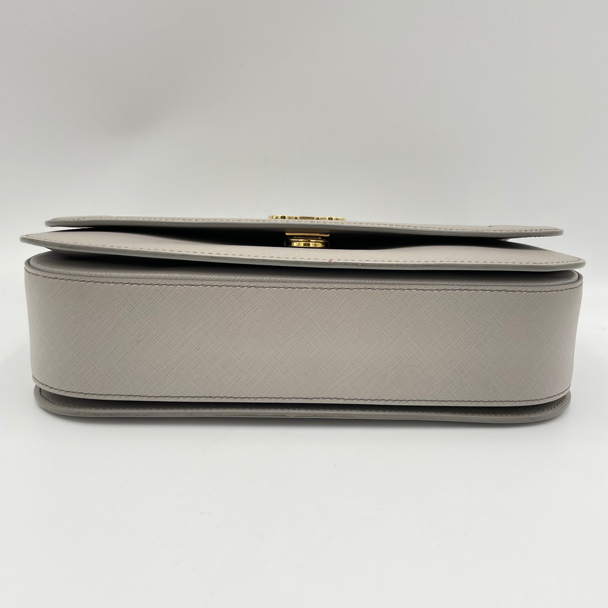 Greta Grey Shoulder Bag in Calfskin, Gold hardware