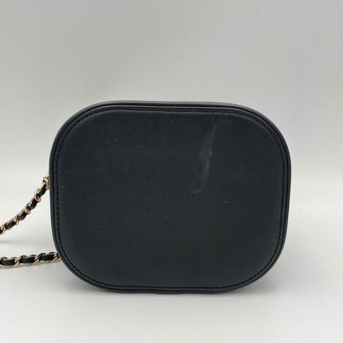 CC Vanity Black Top Handle Bag in Lambskin, Gold hardware