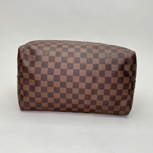 Speedy Bandouliere 30 Damier Ebene Top Handle Bag in Coated Canvas, Gold hardware