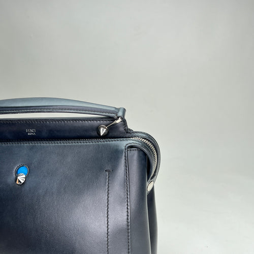 Dotcom Black Top Handle Bag in Calfskin, Silver hardware