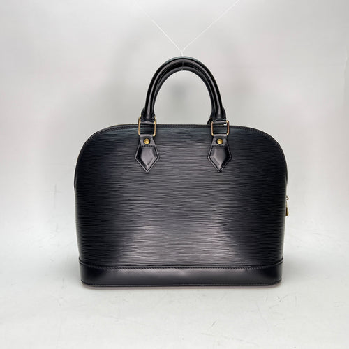 Alma PM Black Top Handle Bag in Epi Leather, Gold hardware