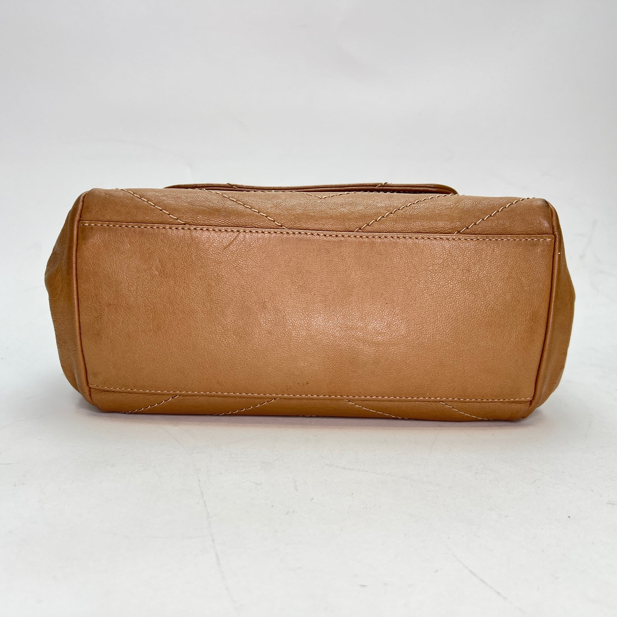 Nolita Brown Shoulder Bag in Calfskin, Ruthenium hardware