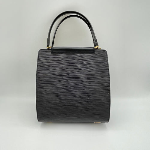 Figari PM Black Top Handle Bag in Epi Leather, Gold hardware