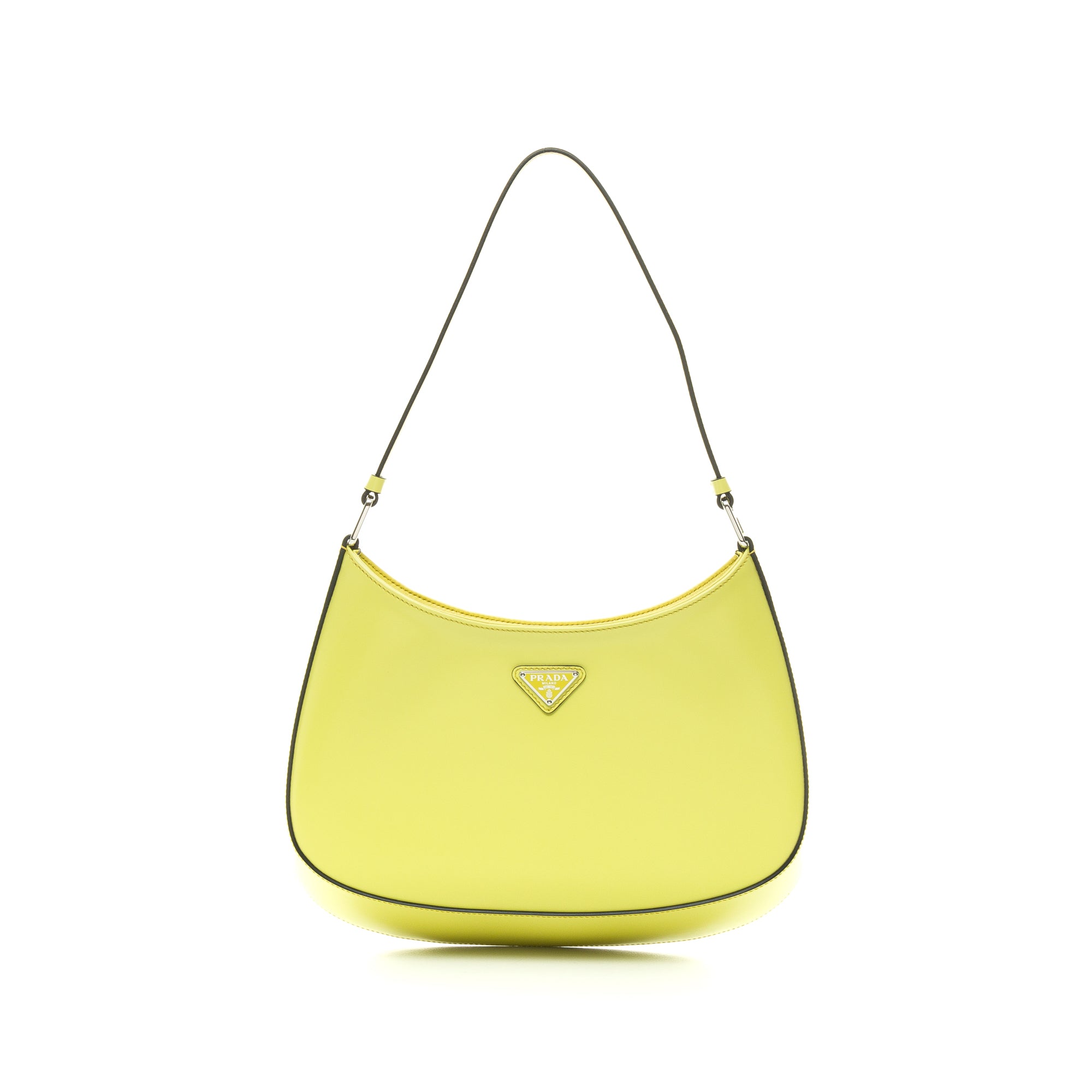 Cleo Classic Yellow Shoulder Bag in Calfskin, Silver hardware