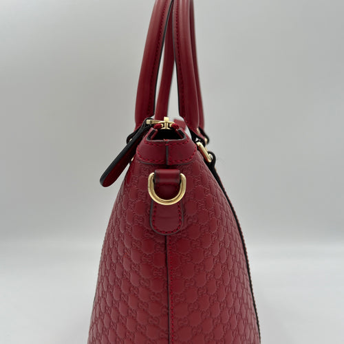 Guccissima Red Top Handle Bag in Calfskin, Gold hardware