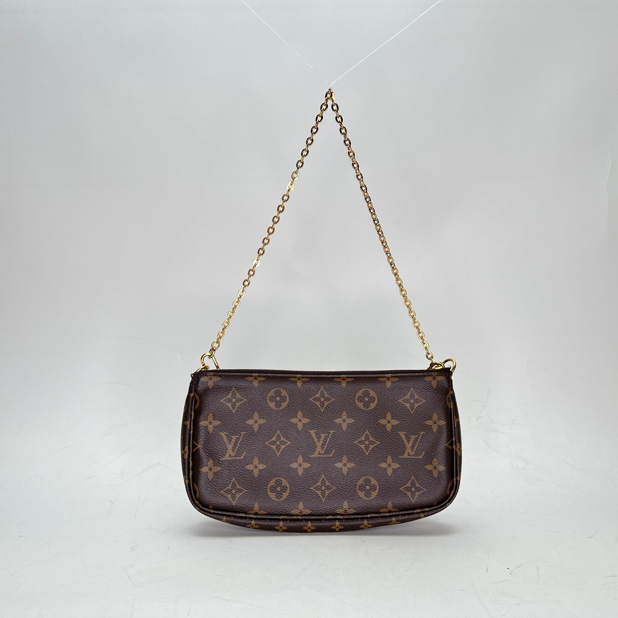 Multi Pochette Accessoires Brown Crossbody Bag in Monogram Coated Canvas, Gold hardware