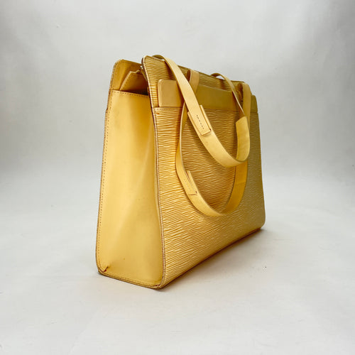 Croisette PM Yellow Top Handle Bag in Epi Leather, Gold hardware