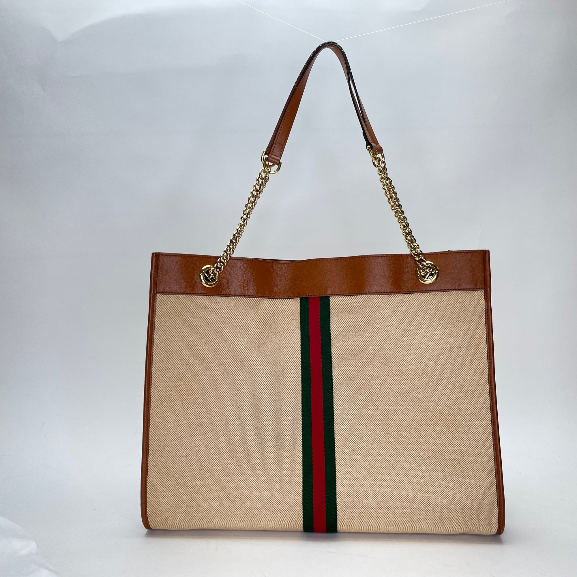 Rajah Brown Tote Bag in Canvas, Gold hardware