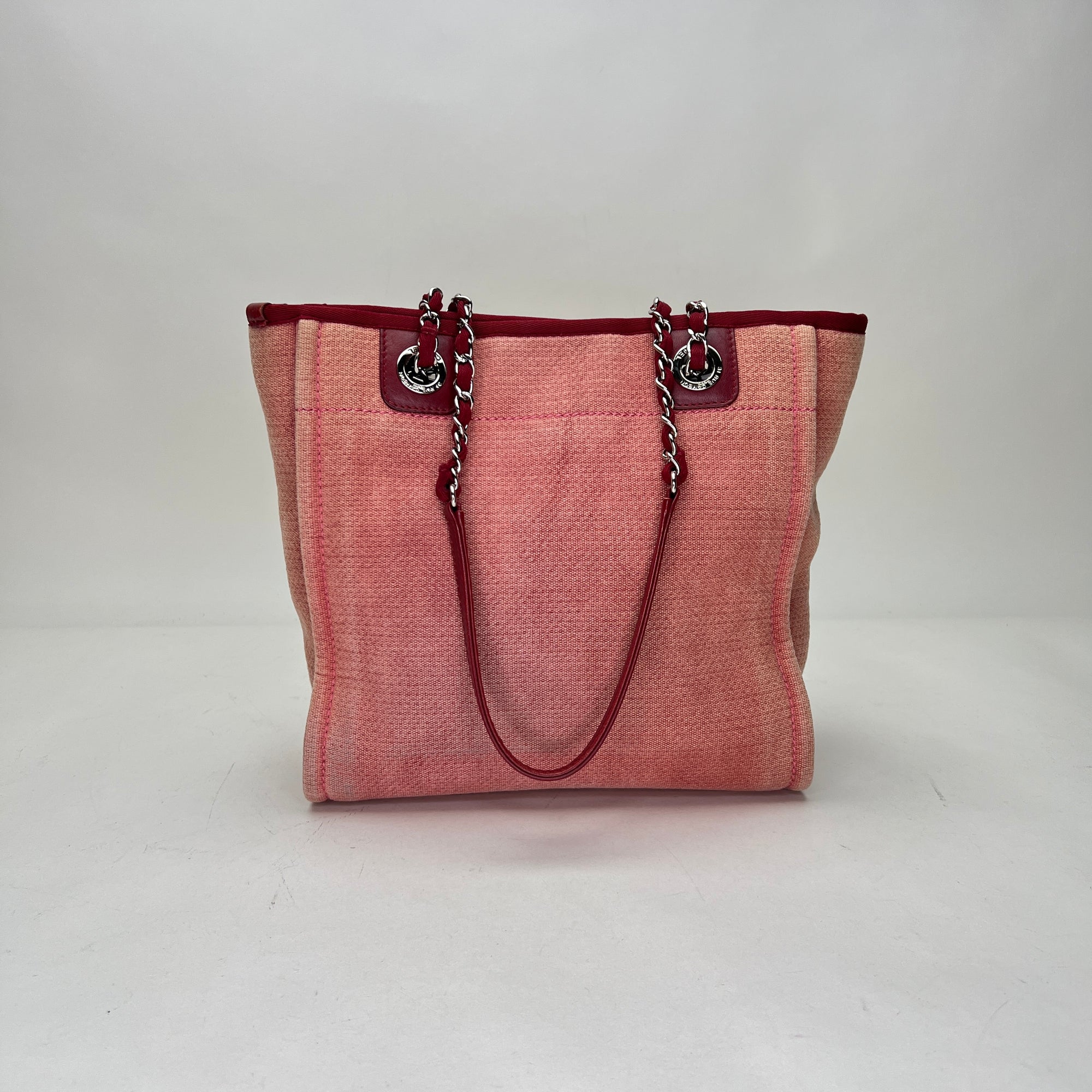 Deauville Small Pink Shoulder Bag in Canvas, Silver hardware