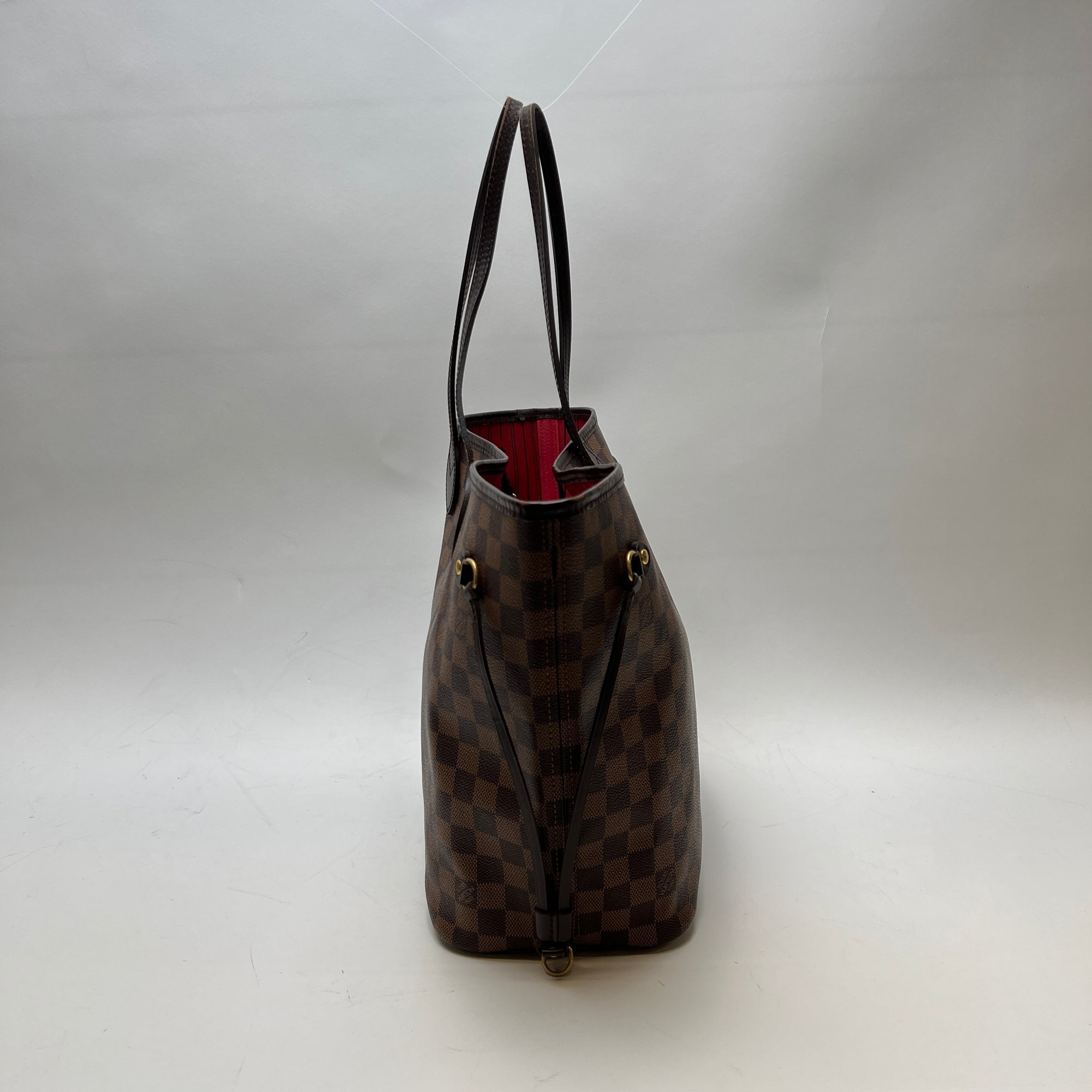 Neverfull MM Brown Tote Bag in Coated Canvas, Gold hardware