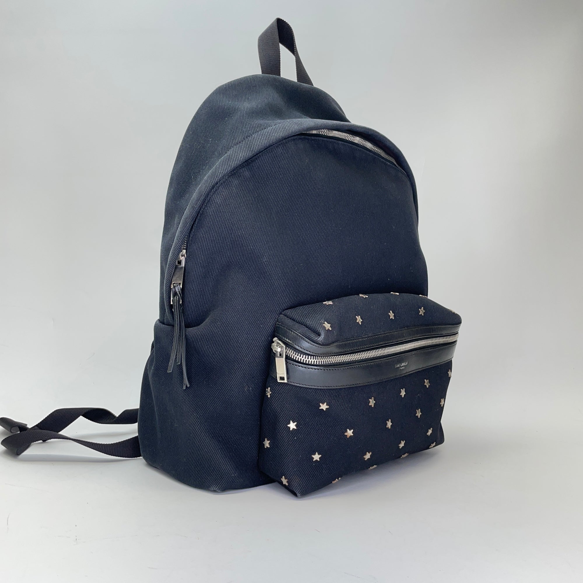 Star Black Backpack in Canvas, Silver hardware