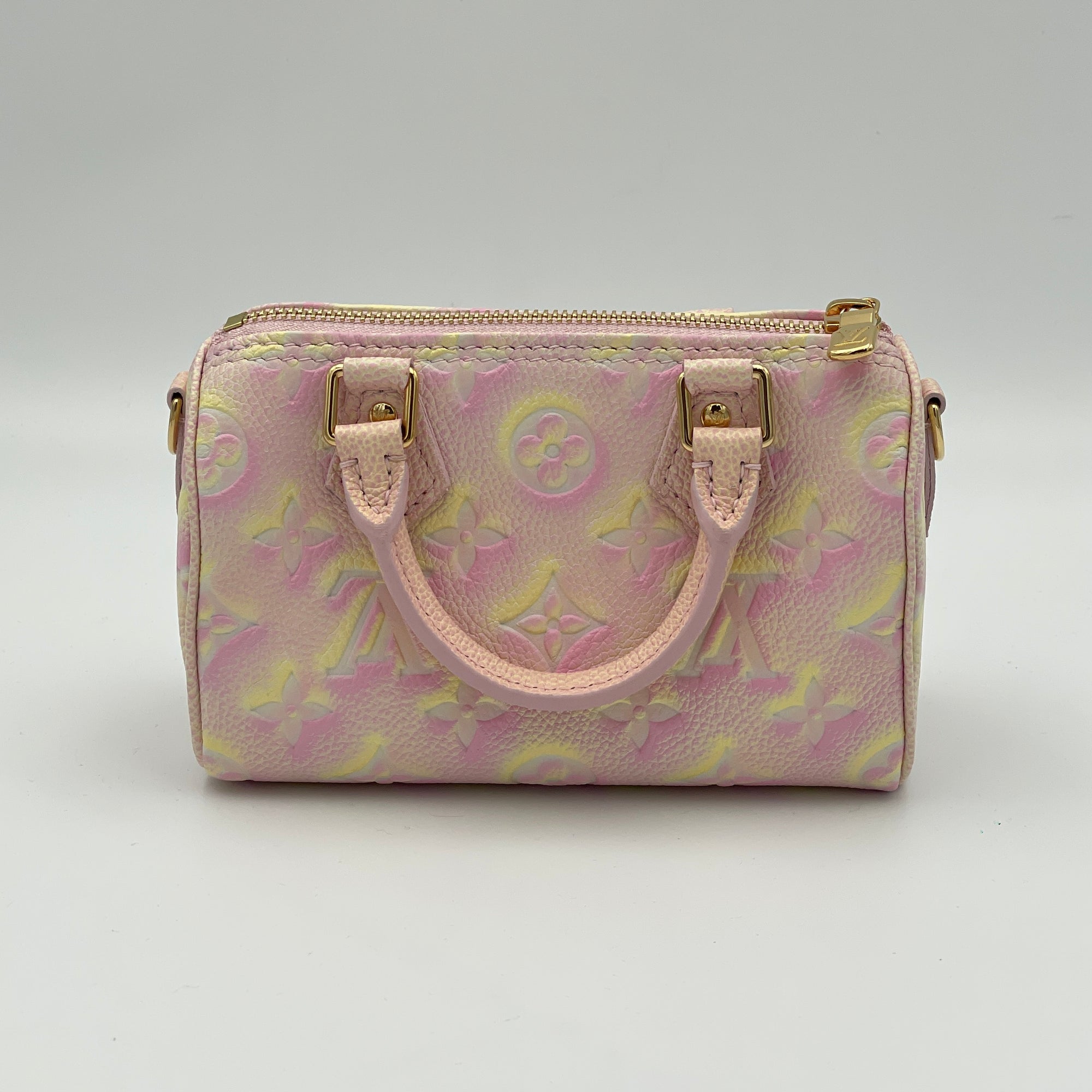 Speedy Nano Pink Top Handle Bag in Monogram Empreinte Leather, Gold hardware