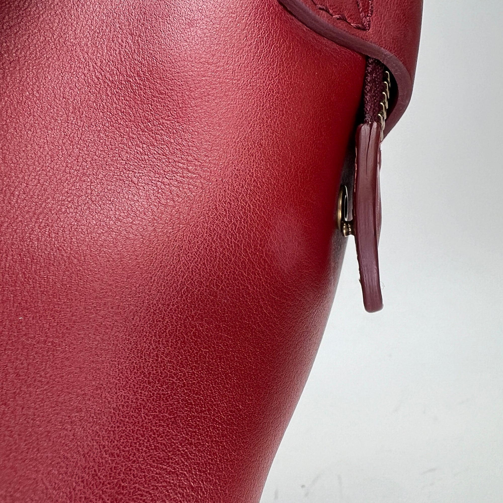 Luggage Mini Red Top Handle Bag in Calfskin, Gold hardware