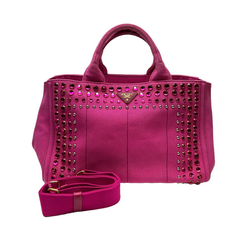 Canapa Pink Top Handle Bag in Canvas, Gold hardware