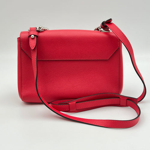 Lockme II BB Red Crossbody Bag in Calfskin, Silver hardware