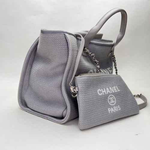 Deauville Medium Grey Tote Bag in Canvas, Silver hardware