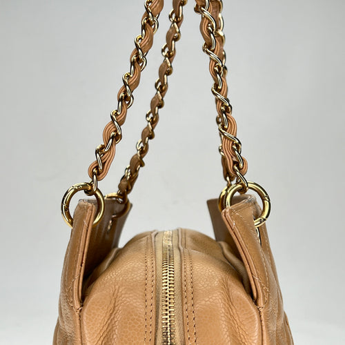 Timeless Petite Yellow Shoulder Bag in Caviar Leather, Gold hardware