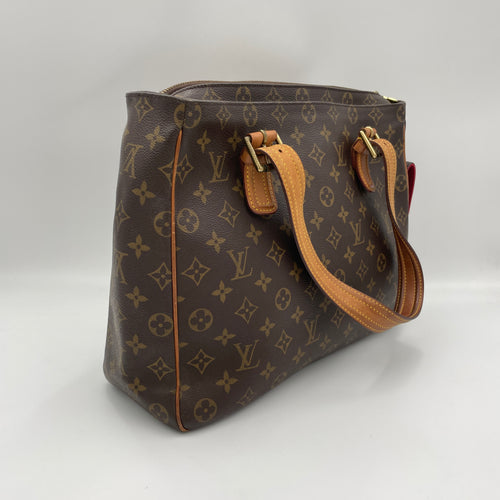 Multipli Cite Brown Shoulder Bag in Monogram Coated Canvas, Gold hardware