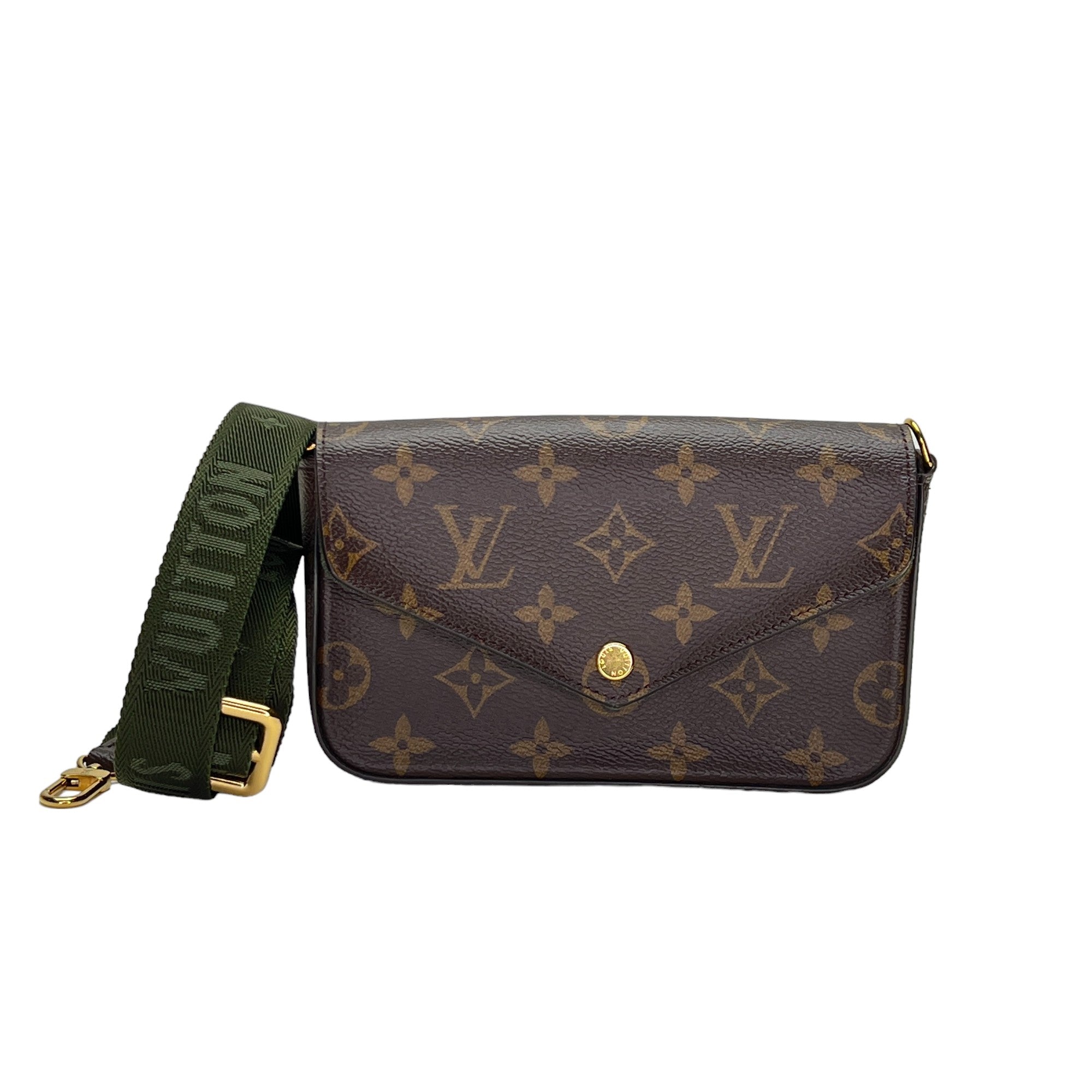 Felicie Strap and Go Brown Wallet on Chain in Monogram Coated Canvas, Gold hardware