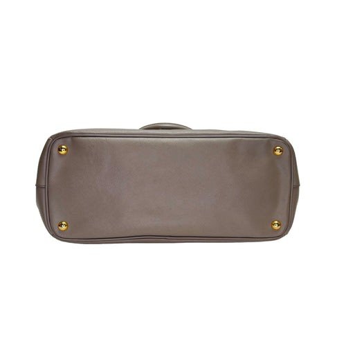 Galleria Brown Top Handle Bag in Saffiano Leather, Gold hardware