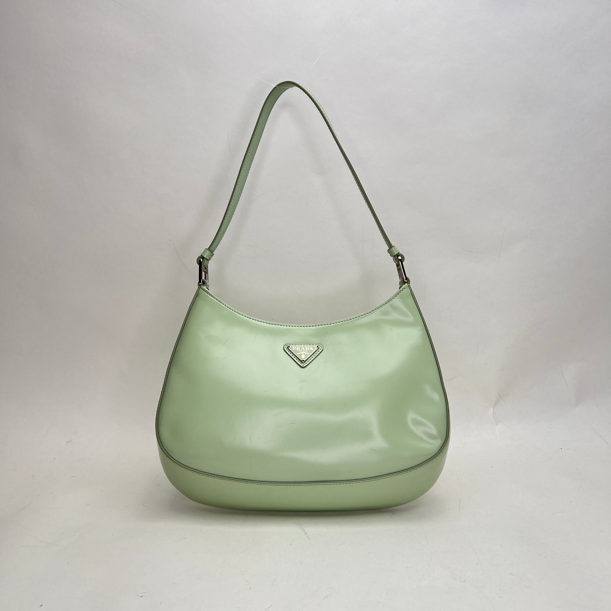 Cleo Green Shoulder Bag in Calfskin, Silver hardware