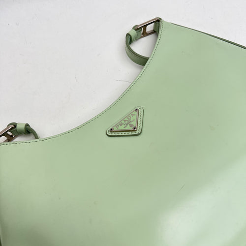 Cleo Green Shoulder Bag in Calfskin, Silver hardware