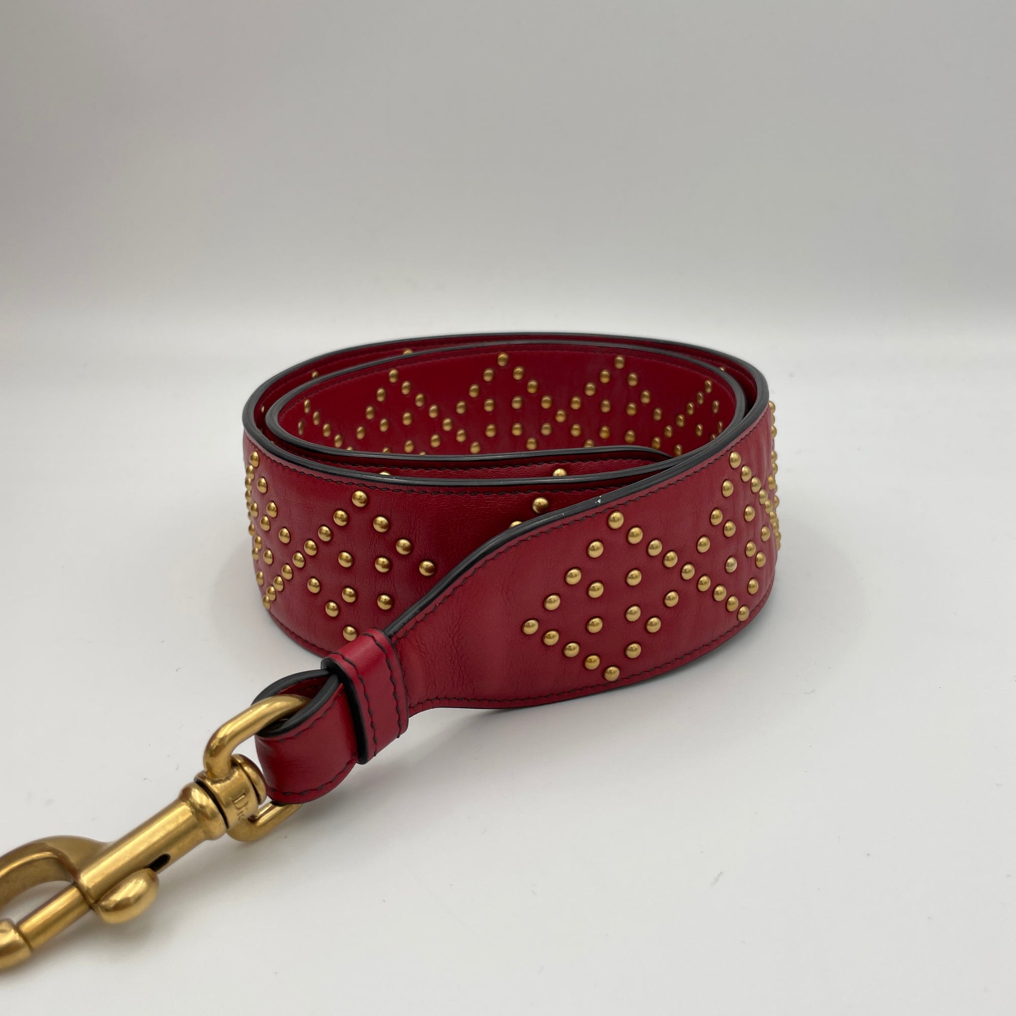 Lady Dior Medium Red Top Handle Bag in Lambskin, Gold hardware