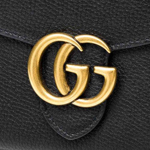 GG Marmont Black Wallet On Chain in Calfskin, Gold hardware